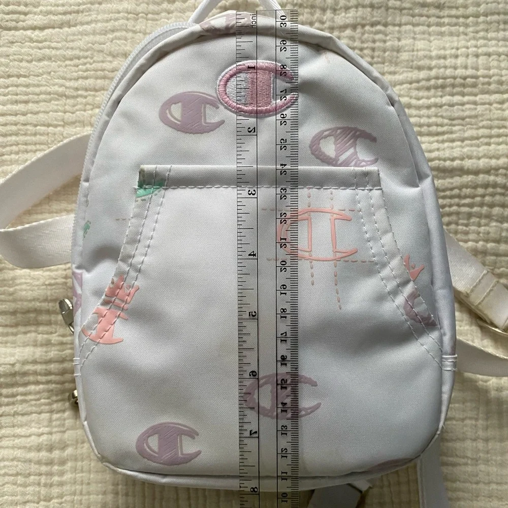 White Monogram Champion Mini Convertible Backpack/ Shoulder Bag - Picture 5 of 7